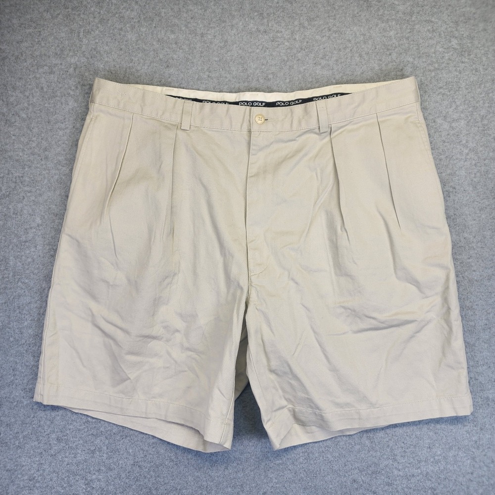 Vintage Polo Golf Ralph Lauren Men's 42 Chino Shorts Khaki Pleated Classic Golf‎